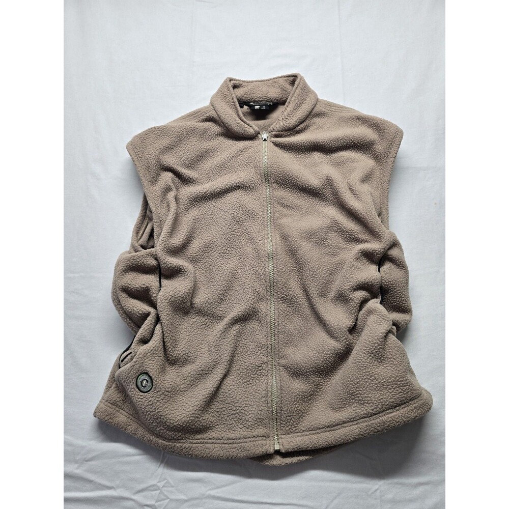 Columbia Vest Men's L Vintage Beige Fleece No Sleeves Outdoor Cabincore Full Zip